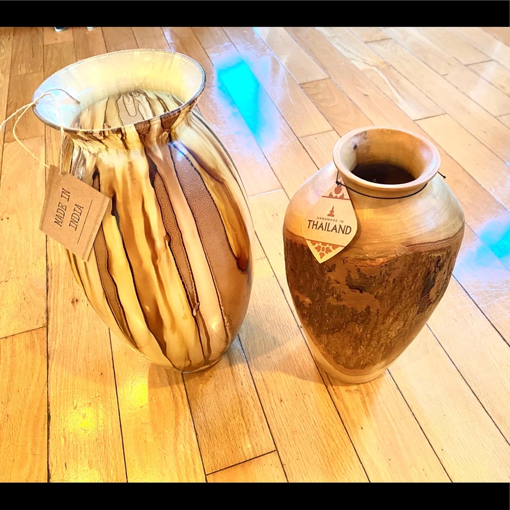 2 Brown Vases NWT